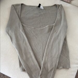 Green Off-the-Shoulder Sweater Lightweight Knit